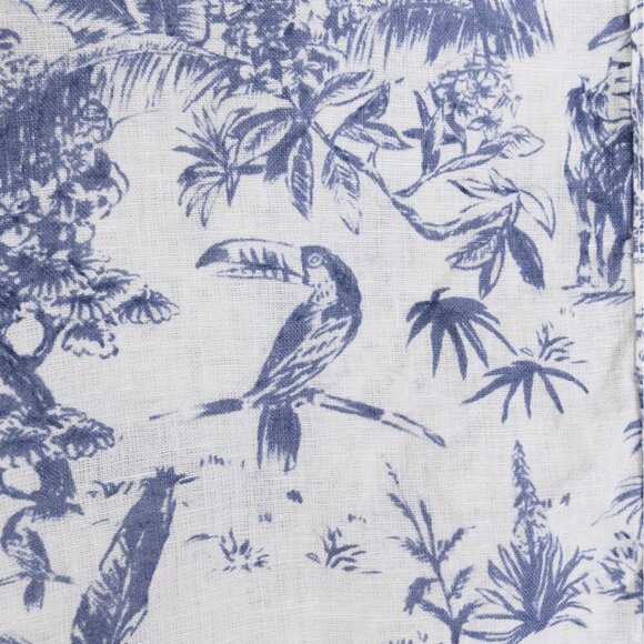 Joie Shirt Linen Short Sleeve Button Up Blue White Tropical Print - Picture 7 of 13
